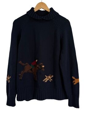 Pendleton NWT Sweater Size 2X Fox Hunt turtleneck Navy Cotton Vintage Adult
